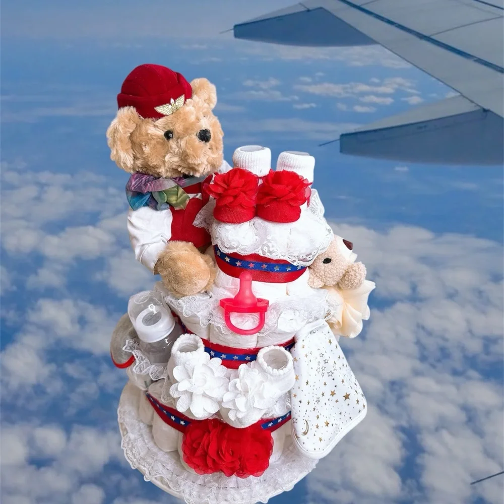 Stewardess Girl Diaper Cake, Baby Shower gift